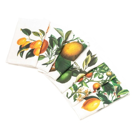 [3002SU-CP6] Napkins CITRUS, White / 6-pack MIX (45x45 cm / 18x18 in)