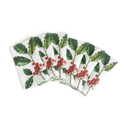 [3002SU-HMW] Napkins HOLLY & MISTLETOE White, 6 un./pack (45x45 cm / 18x18 in)