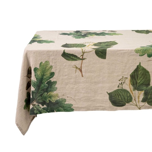 [4006S-T] Linen Tablecloth TREES / Natural (170x250 cm / 67x98 in)