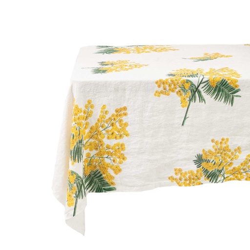 [4006S-YF1O] Linen tablecloth MIMOSA  / Off White (170x250 cm / 67x98 in)