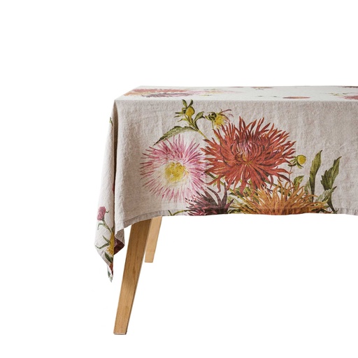 [4006S-CF] Linen tablecloth COUNTRY FLOWERS  / Natural (170x250 cm / 67x98 in)
