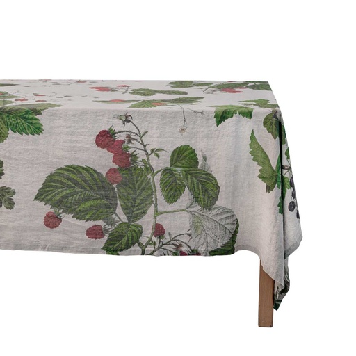 [4006S-B] Linen tablecloth BERRIES / Natural (170x250 cm / 67x98 in)
