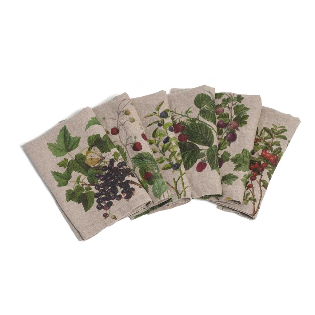 Napkins BERRIES / 6-pack MIX, 45x45cm, Natural