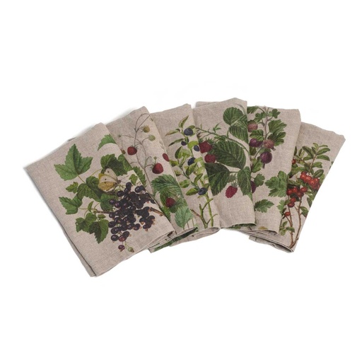 [3002SU-BP6] Napkins BERRIES / 6-pack MIX, 45x45cm, Natural