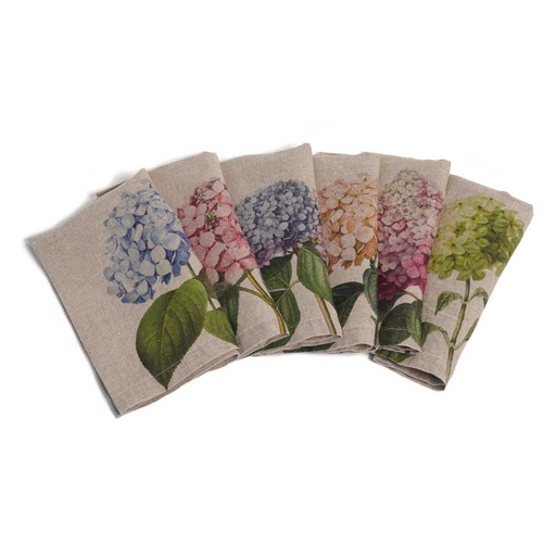 [3002SU-HNP6] Napkins HYDRANGEAS / 6-pack MIX, 45x45cm, Natural