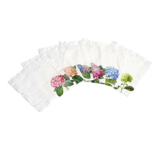 [3003SU-HNP6] Cocktail Napkins HYDRANGEA / 6-pack MIX, 20x20cm, White