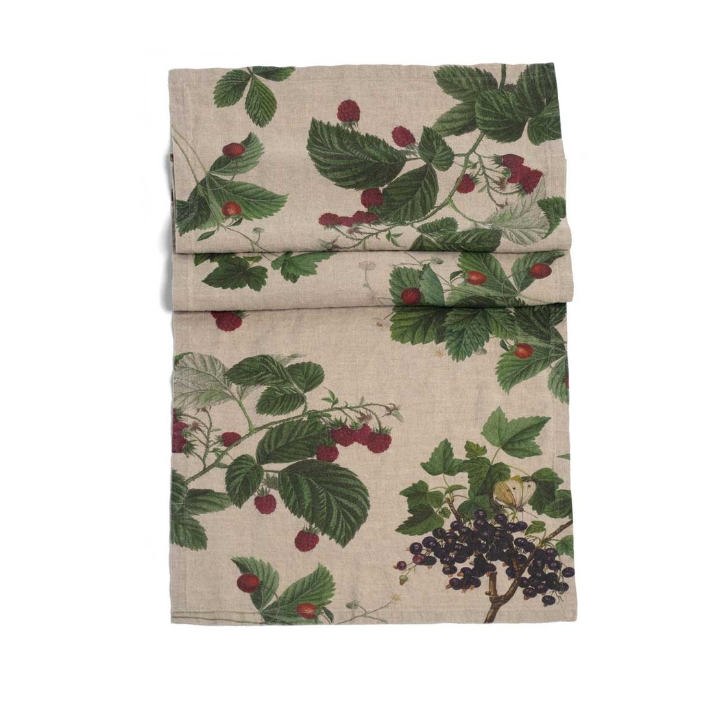 Table Runner BERRIES / 48x136cm,  Natural