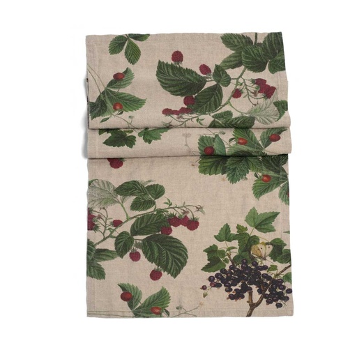 [8002SUR-B] Table Runner BERRIES / 48x136cm,  Natural