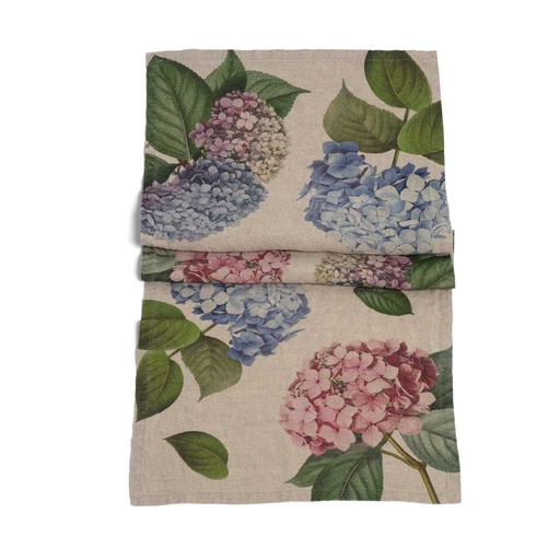[8002SUR-HN] Table Runner HYDRANGEA / 48x136cm,  Natural