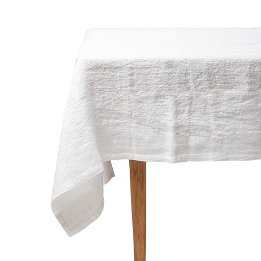 [4002S-2] Soft linen tablecloth, White (170x350 cm / 67x138 in)