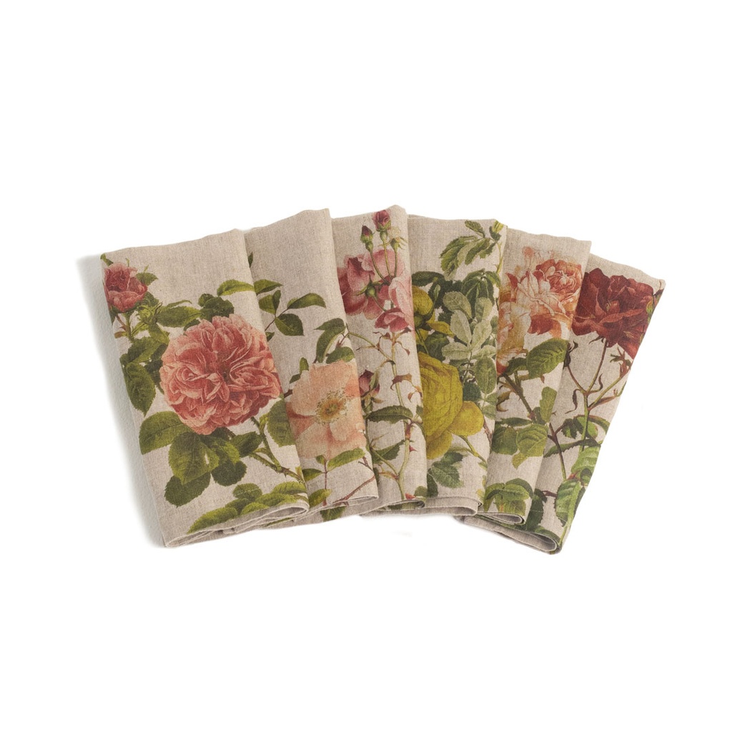 Napkins ROSES / 6-pack MIX, 45x45cm, Natural
