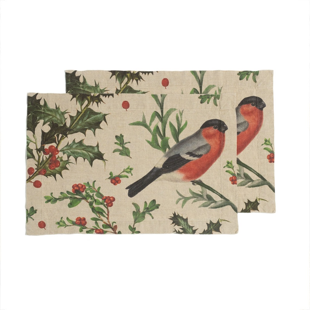 Placemats WINTER BULLFINCH / 2-pack, 35x50 cm,  Natural