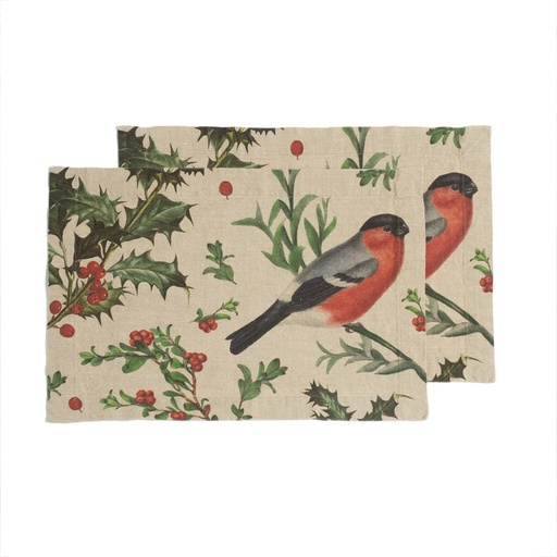 [8003SUM-WB] Placemats WINTER BULLFINCH / 2-pack, 35x50 cm,  Natural